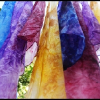 Pañuelos de seda natural pintados a mano 45x45 cm (8 €) & 28x28 cm (5 €)